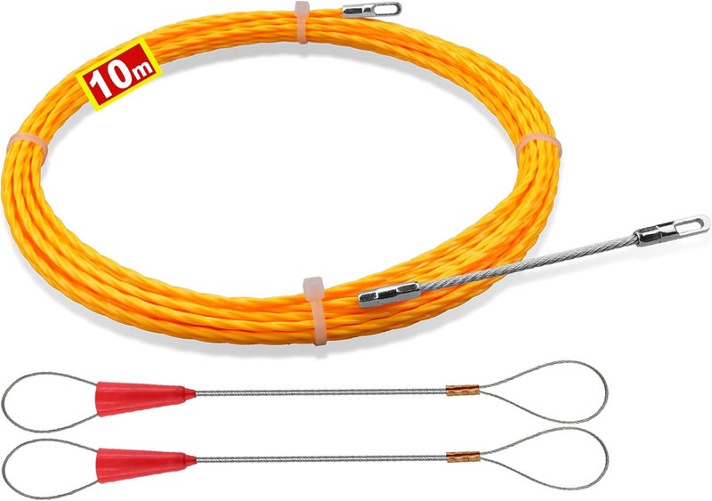 DZDSBB Electrical Fish Tape 10m | 3.0 mm Wire Fish Tape Wire Puller | Wire Snake for Running Wire through Wall | Retractable Cable Pulling Tools with 2 Guide Springs | Wire Feeder - Image 1